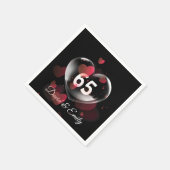 Serviette En Papier 65e Anniversaire Bulle cardiaque avec Coeurs rouge (Coin)