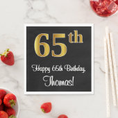 Serviette En Papier 65e anniversaire ~ Elégant Luxueux Faux Gold Look  (En situation)