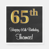 Serviette En Papier 65e anniversaire ~ Elégant Luxueux Faux Gold Look (Devant)