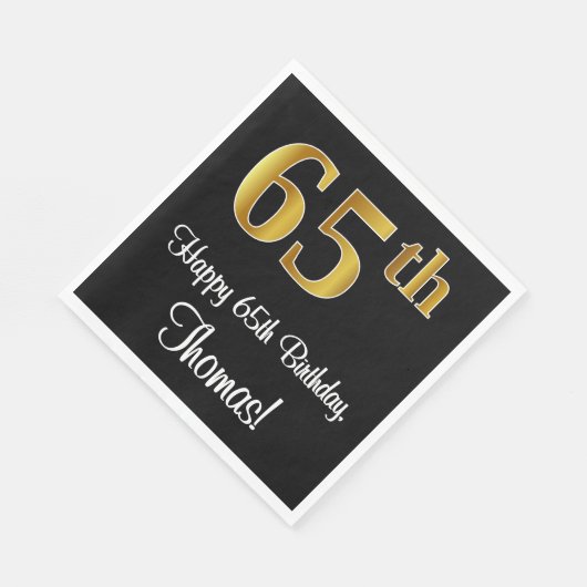 Serviette En Papier 65e anniversaire ~ Elégant Luxueux Faux Gold Look  (Coin)