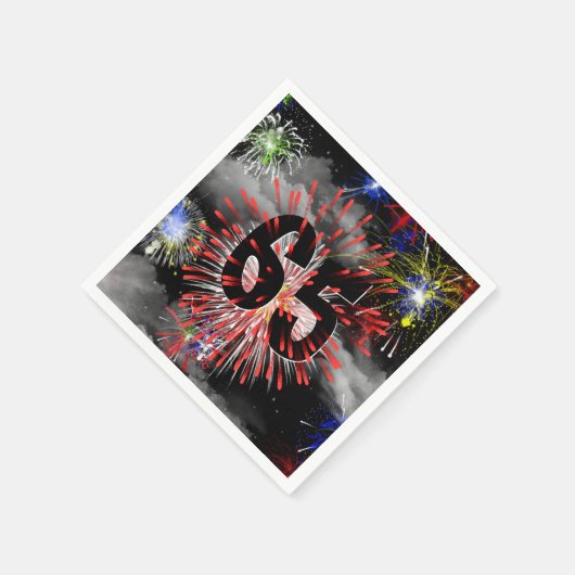 Serviette En Papier 65e anniversaire Feu d'artifice dans les nuages se (Coin)
