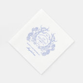 Serviette En Papier 65e anniversaire Français Blue Floral Crest Custom (Coin)