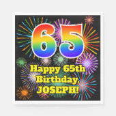 Serviette En Papier 65e anniversaire : Fun Fireworks Motif + Rainbow 6 (Devant)