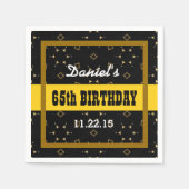 Serviette En Papier 65e anniversaire GOLD and BLACK Confetti Custom V0 (Devant)