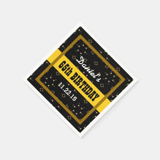 Serviette En Papier 65e anniversaire GOLD and BLACK Confetti Custom V0 (Coin)