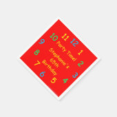 Serviette En Papier 65e anniversaire, heure de la fête, nom, livre rou (Coin)