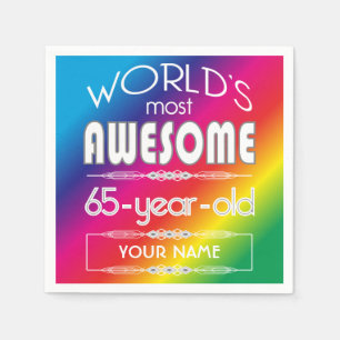 Serviette En Papier 65e Anniversaire Mondes meilleur arc-en-ciel fabul