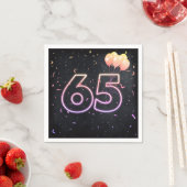 Serviette En Papier 65e anniversaire néon Connexion serviettes noires (En situation)