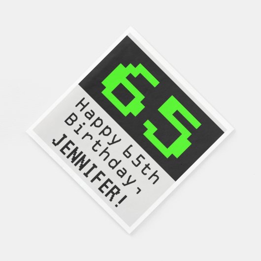 Serviette En Papier 65e anniversaire - Nerdy / Geeky Style "65" & Nom (Coin)
