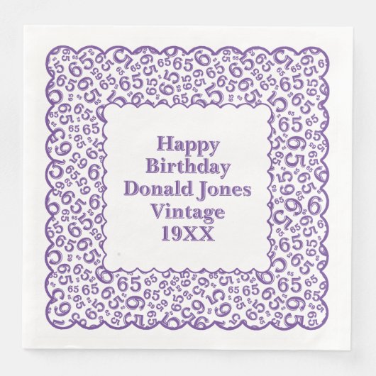 Serviette En Papier 65e anniversaire Numéro Motif St Jacques Corail/Bl (Devant)