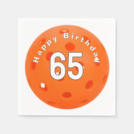 Serviette En Papier 65e anniversaire Orange Pickleball (Devant)