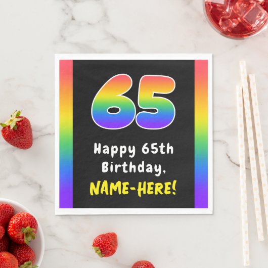 Serviette En Papier 65e anniversaire : Rainbow Spectrum # 65, Nom pers (En situation)