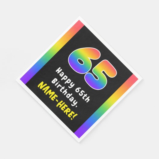 Serviette En Papier 65e anniversaire : Rainbow Spectrum # 65, Nom pers (Coin)