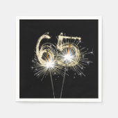 Serviette En Papier 65e anniversaire Sparklers de fête sur noir (Devant)