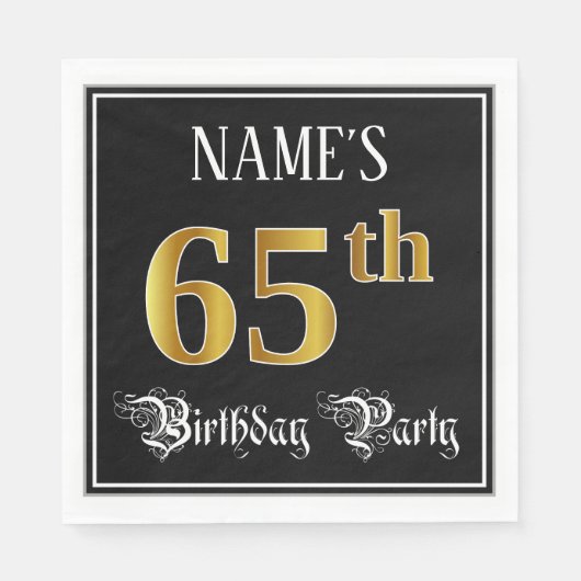 Serviette En Papier 65e fête d'anniversaire — Script fantaisie, Faux G (Devant)