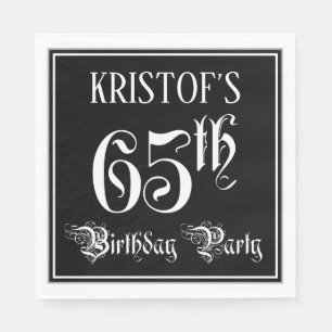 Serviette En Papier 65e fête d'anniversaire — Script fantaisie + Nom p