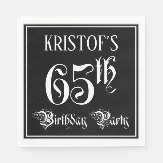 Serviette En Papier 65e fête d'anniversaire — Script fantaisie + Nom p (Devant)