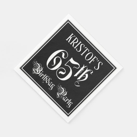 Serviette En Papier 65e fête d'anniversaire — Script fantaisie + Nom p (Coin)