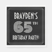 Serviette En Papier 65e fête d'anniversaire : Style Art Déco + Nom per (Devant)