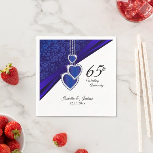 Serviette En Papier 65ème / 45ème Mariage Sapphire Anniversaire Design (En situation)