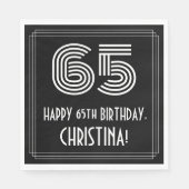 Serviette En Papier 65ème anniversaire : Art Déco Inspiré Look "65" +  (Devant)