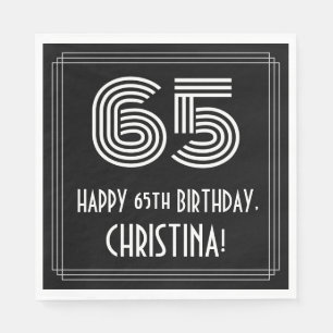 Serviette En Papier 65ème anniversaire : Art Déco Inspiré Look "65" + 