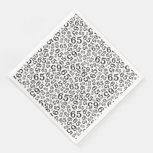 Serviette En Papier 65th Age Random Number Pattern Black/White (Coin)