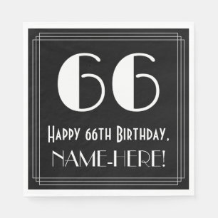 Serviette En Papier 66e anniversaire ~ Art Déco Inspiré "66", Nom