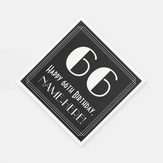 Serviette En Papier 66e anniversaire ~ Art Déco Inspiré Look "66", Nom (Coin)