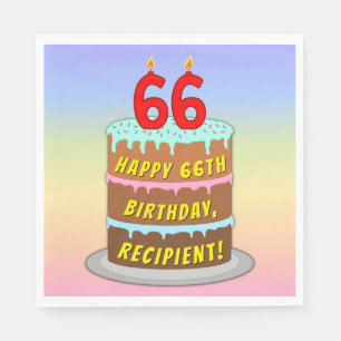 Serviette En Papier 66e anniversaire : Fun Cake and Candles + Nom pers