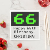 Serviette En Papier 66e anniversaire - Nerdy / Geeky Style "66" & Nom (En situation)