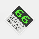 Serviette En Papier 66e anniversaire - Nerdy / Geeky Style "66" & Nom (Coin)