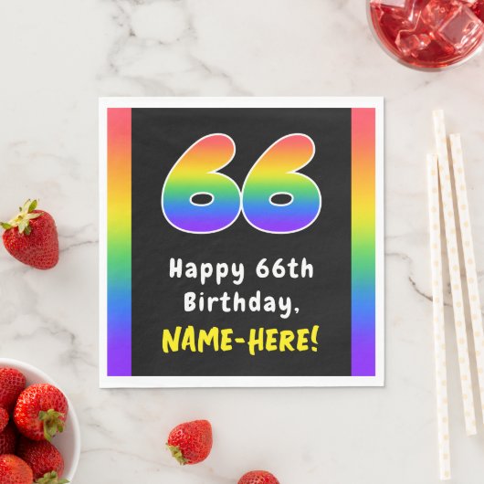 Serviette En Papier 66e anniversaire : Rainbow Spectrum # 66, Nom pers (En situation)