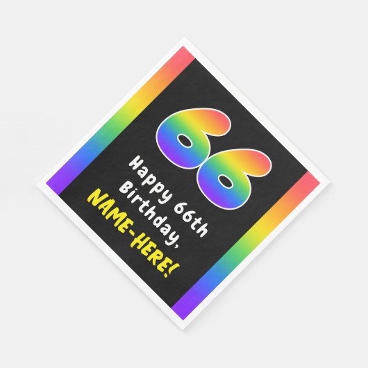 Serviette En Papier 66e anniversaire : Rainbow Spectrum # 66, Nom pers (Coin)