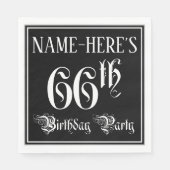 Serviette En Papier 66e fête d'anniversaire — Script fantaisie + Nom p (Devant)