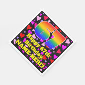 Serviette En Papier 67e anniversaire : Amour Hearts Motif, Arc-en-ciel (Coin)