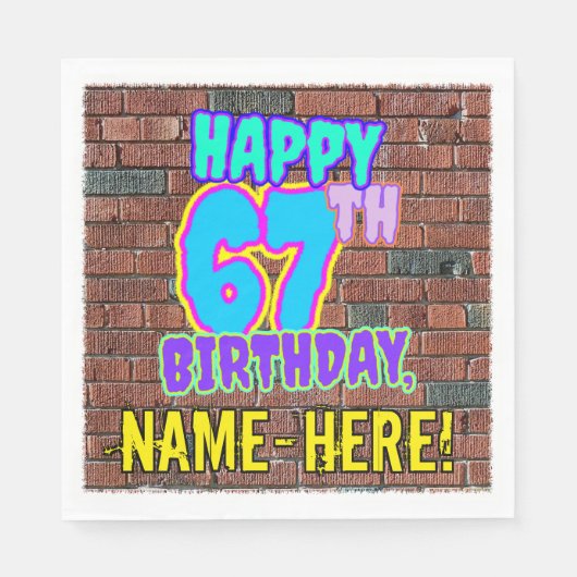Serviette En Papier 67e anniversaire ~ Amusant, Graffiti urbain inspir (Devant)