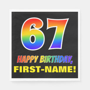 Serviette En Papier 67e anniversaire : Bold, amusant, simple, arc-en-c