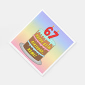 Serviette En Papier 67e anniversaire : Fun Cake and Candles + Nom pers (Coin)