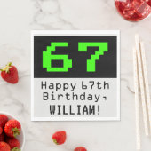 Serviette En Papier 67e anniversaire - Nerdy / Geeky Style "67" & Nom (En situation)