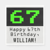 Serviette En Papier 67e anniversaire - Nerdy / Geeky Style "67" & Nom (Devant)