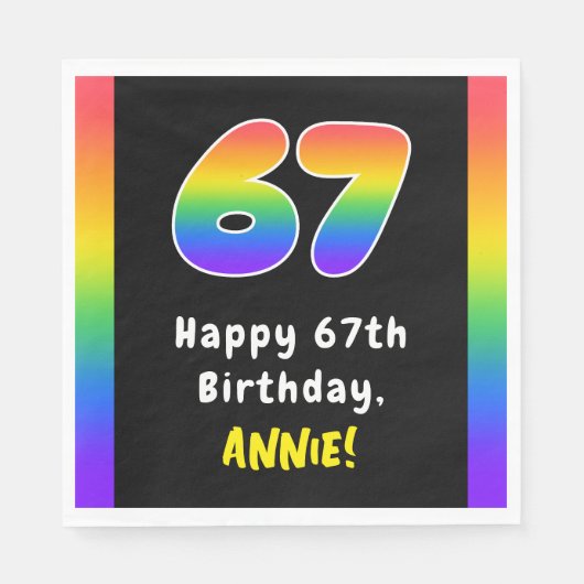 Serviette En Papier 67e anniversaire : Rainbow Spectrum # 67, Nom pers (Devant)