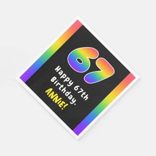 Serviette En Papier 67e anniversaire : Rainbow Spectrum # 67, Nom pers (Coin)