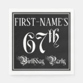 Serviette En Papier 67e Birthday Party — Fancy Script + Custom Nom (Devant)