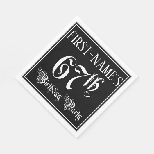 Serviette En Papier 67e Birthday Party — Fancy Script + Custom Nom (Coin)