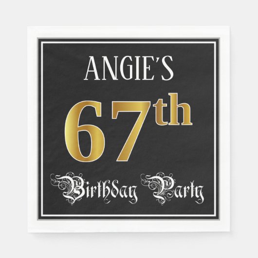 Serviette En Papier 67e fête d'anniversaire — Script fantaisie, Faux G (Devant)