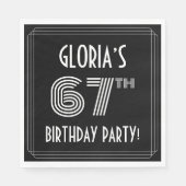 Serviette En Papier 67e fête d'anniversaire : Style Art Déco + Nom per (Devant)