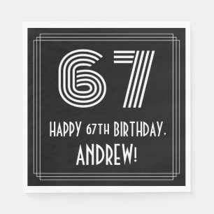 Serviette En Papier 67ème anniversaire : Art Déco Inspiré Look "67" + 