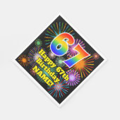Serviette En Papier 67ème anniversaire : Fun Fireworks Motif + Rainbow (Coin)