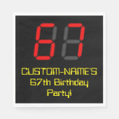 Serviette En Papier 67ème anniversaire : Rouge Digital Horloge Style " (Devant)